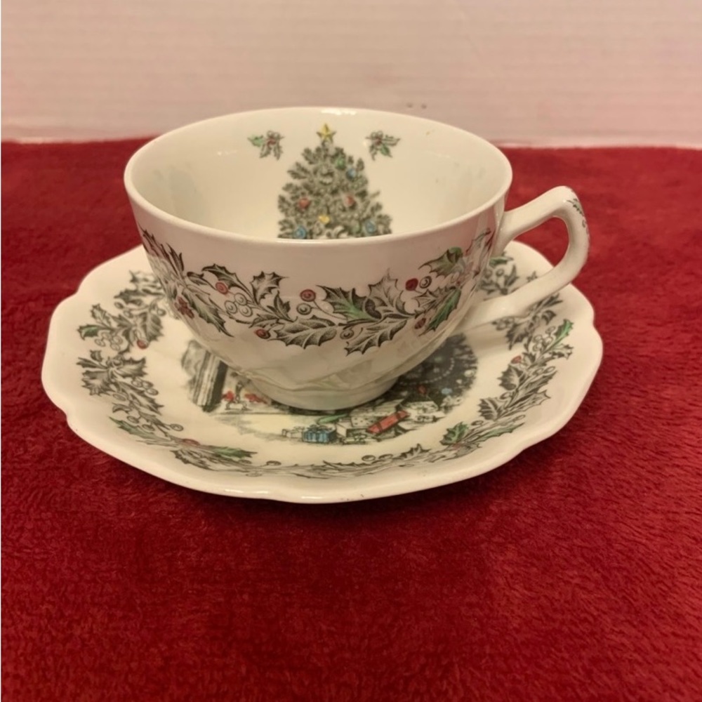 Vintage Johnson Bros Merry Christmas cup and saucer